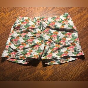 SEAHORSE Swimwear Men's Skull Flower Hawaii Lined Swim Trunks Size Large